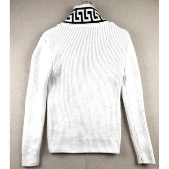 Young Republic White & Black Greek Key Design Wool Blend Men's Size M Sweater - Picture 4 of 11